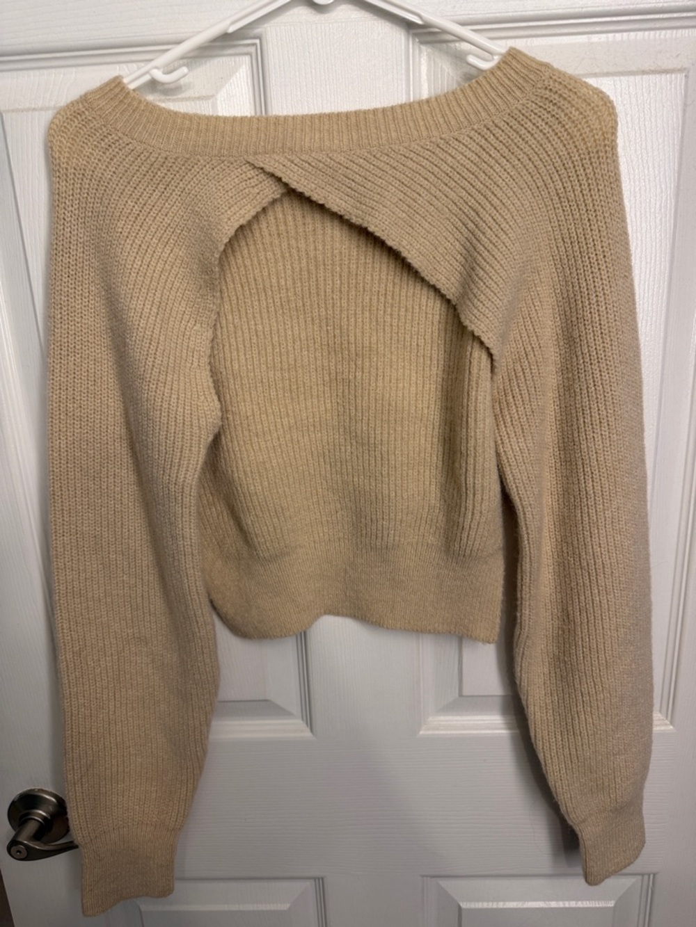 Women's Cream Open-Back Knit Sweater